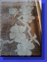 Close Up of Shaded Etched Cherry Blossoms