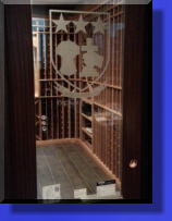 Irish Crest Etched on Residential Wine Room Door
