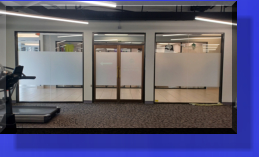 Because all Glass has been prior Installed called for Privacy by us applying "Etched Look Vinyl Film" which looks just like Frosted Glass. No Sense Frosting the Glass On Site because our method is Sandblasting. 