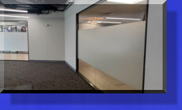 Because all Glass has been prior Installed called for Privacy by us applying "Etched Look Vinyl Film" which looks just like Frosted Glass. No Sense Frosting the Glass On Site because our method is Sandblasting. 