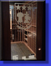Irish Crest Etched on Residential Wine Room Door