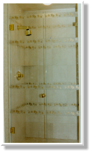 Carved and Paintfilled to match Wall Tiles